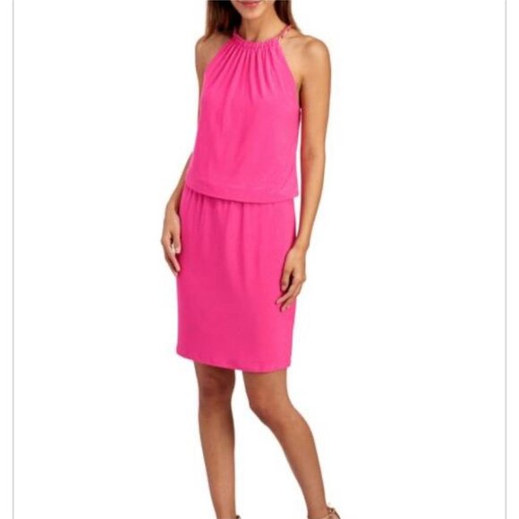 Laundry by Shelli Segal Halter Dress Size 6 Blouson Hot Pink New NWT - Picture 1 of 14